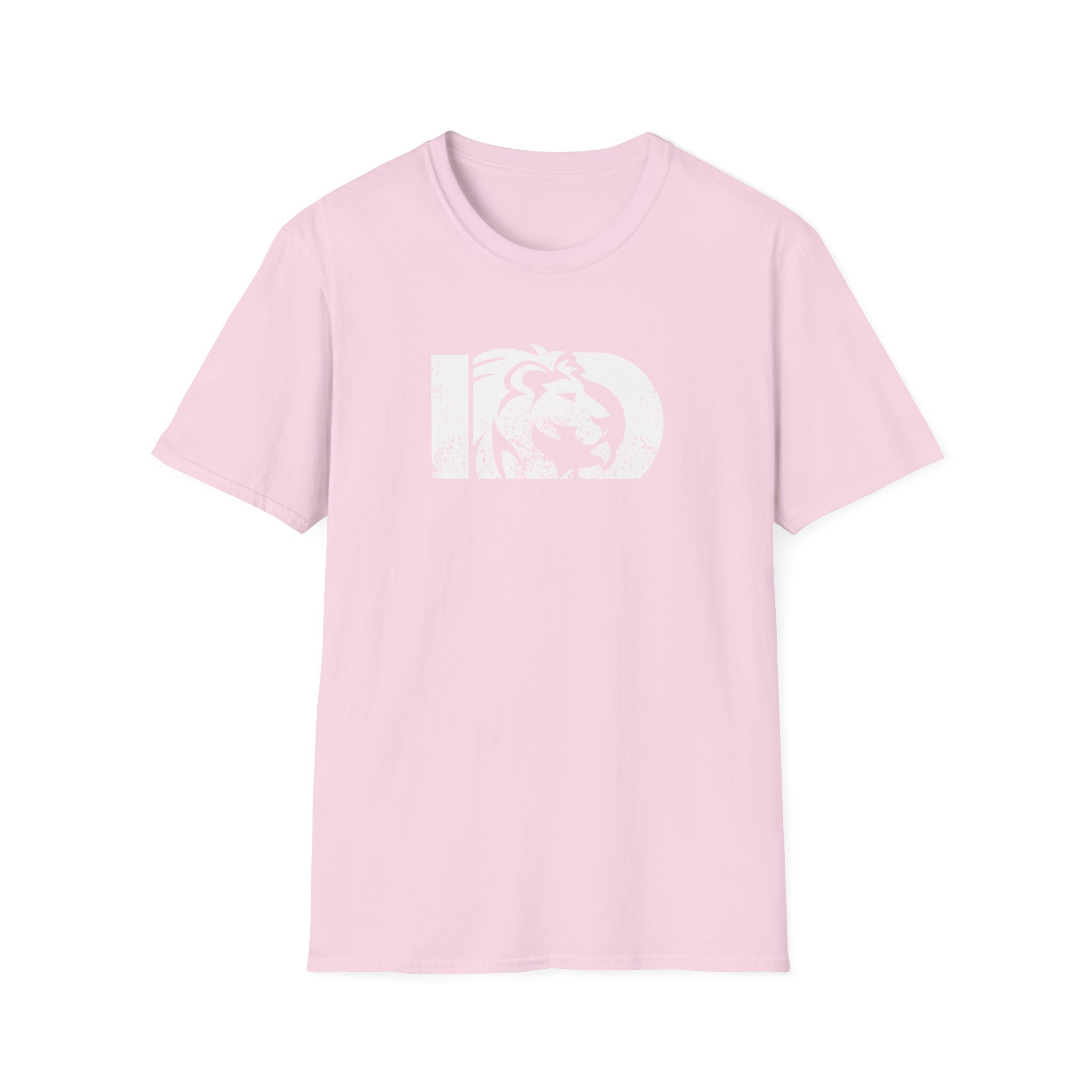 The Casual Graphic Tee is a light pink shirt with a faded white lion head graphic inside the letter D on the chest—perfect for summer days, everyday wear, gifts, birthdays, or sharing an inspirational message.